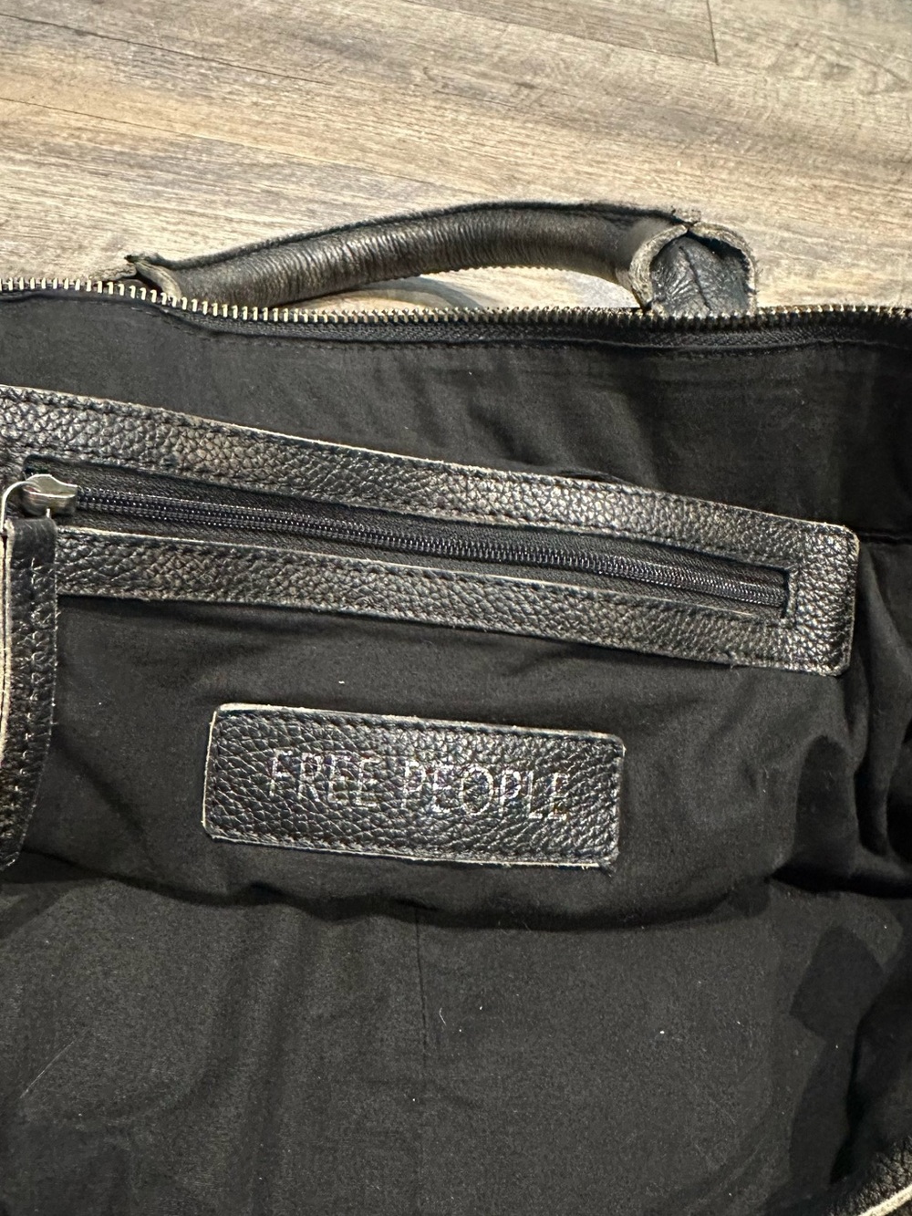 Free People Leslie Leather Tote in Distressed Black Overnight Bag - Picture 7 of 14